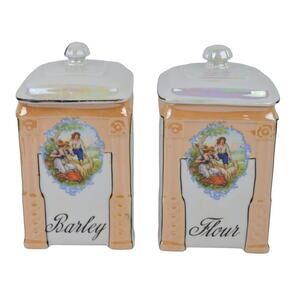 Czechoslovakia Lustreware Barley Canister Jar Vintage Victoria China 3123